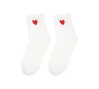 ALLYMAGIC Red Heart Socks,Cotton Women Breathable Simple Mid-Calf Socks or Sport Gym Y8CXZTW (UK, Alpha, One Size, Regular, Regular, white)