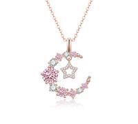 Allynne Crescent Moon Butterfly Star Flower Necklaces for Women,Silver Rose gold Pendant, Birthday or Mother's Day Fine Jewelry Anniversary Christmas Gift for Women Wife Mom Girlfriend Lady, Rosee