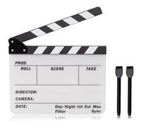ALLZEDREAM Acrylic Directors Clapboard Film Clapper Board Cut Action Scene Slates with 2 Dry Erase Whiteboard Pens, White