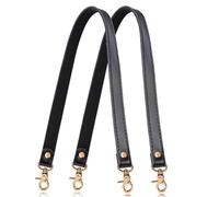 Allzedream Genuine Leather Handbag Strap 2 Pieces, Black Gold Hardware, 60