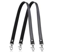 Allzedream Genuine Leather Purse Strap Sewing Canvas Replacement Handbag Shoulder Bag 2 Pcs, Black, Silver Hardware