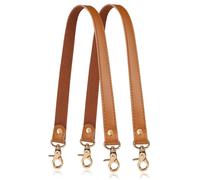 Allzedream Genuine Leather Purse Strap Sewing Canvas Replacement Handbag Shoulder Bag 2 Pcs, Camel, Gold Hardware, 23.6 inches
