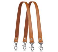 Allzedream Genuine Leather Shoulder Bag Replacement Strap Canvas Sewing, Pack of 2, Camel Silver Hardware, 23.6 x 0.8 x 0.17 inches
