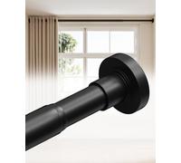 ALLZONE Tension Curtain Rods 123 to 160 Inch, Black Curtain Rods No Drilling, Extra Long Tension Rod for Room Divider Curtains Rod, Outdoor Tension Rod for Patio/Bedroom/Office,3 Installation Options