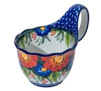 ALMA 2025 Updated 18oz Large Soup Bowl Microwave Safe, Ceramic Soup Bowl with Loop Handle,Ceramic Cereal Bowl for Soup,Snack,Chip,Stew,Ice cream-Jungle Floral Theme