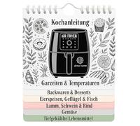 Alma Home Airfryer Accessories Magnetic Airfryer Cookbook German for Cooking Times and Temperatures Recipe Book as Hot Air Fryer Accessory