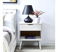 FurnitureboxUK Alma Matte Painted Wooden bedside Table With Single Drawer & Storage Space in White FurnitureboxUK White