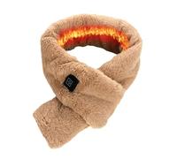 Almabbg Electric Heated Scarf,Faux Rabbit Fur Scarf with USB Neck Heating Pad, Fluffy Winter Warmer Neck Wrap for Autumn Winter Coat Dress (Camel), 31.5x3.9 inches