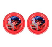 ALMACENESADAN 4722; Pack Lady Bug, Miraculous; consisting of 2 Reusable Plates for Birthdays, Snacks, or Everyday use, Diameter 21.5 cm; Reusable, BPA-Free Product