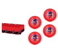 ALMACENESADAN 8435510348977, 4897, Lady bug pack, miraculous composed of superpilots tablecloth 120 x 180 cm, 4 reusable bowls, ideal for parties and birthdays