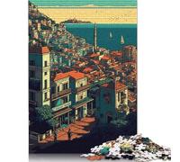 Almada City Pixel Art Jigsaw Puzzles Puzzle for Adults Kids. 1000 Piece Impossible Challenge Toy Educational Games Home Decoration for Educational Games Gifts 1000pcs (38x26cm)
