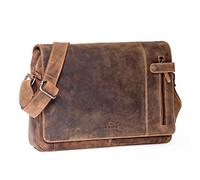 ALMADIH Genuine Leather Shoulder Bag Vintage 15" Laptop - DYLAN Messenger men brown - Satchel Business Bag Briefcase Uni College School teacher work Tote Bag Cross-Body Courier