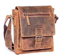 ALMADIH Luis Leather Shoulder Bag Premium Cowhide Leather - Compact Messenger Shoulder Bag Leisure Bag City Bag Tablet Small Medium Men Women Unisex 21x24x6 cm brown (LUIS vintage)