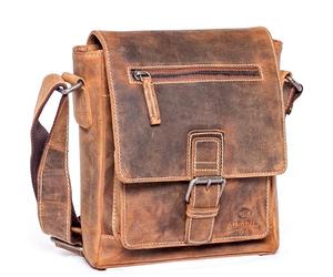ALMADIH Luis Leather Shoulder Bag Premium Cowhide Leather - Compact Messenger Shoulder Bag Leisure Bag City Bag Tablet Small Medium Men Women Unisex 21x24x6 cm brown (LUIS vintage)