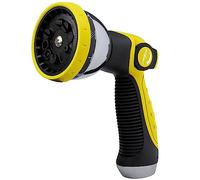 Almadirect Alm 1028 Garden Hose Nozzle - Zinc, ABS Plastic, Rubber - 10 Patterns - Thumb Control - Heavy Duty - USA Standard Hose Compatible - Gray