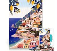 Almafi Coast 1000 Piece Jigsaws for Adults Brain Training Fun Clean Cut Sturdy Components Calming Mental Break Activity (38x52cm)