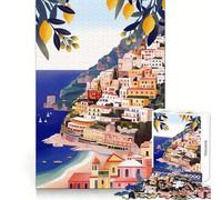 Almafi Coast Jigsaw 1000 Pieces for Adults Cognitive Recall Peaceful Escape Sharp Cut Seasonal Gift (38x52cm)