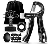 ALMAH Hand Grip Strengthener kit(5 Pack), Forearm Workout Trainer Adjustable Hand Grip Exercise,Finger Strength Exerciser, Finger Stretcher, Grip Ring & Stress Relief Ball with Carry Bag