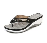 ALMAK Women's Soft Cushion Flip Flops Casual Orthotics Sandals Arch Support Flat Women's Wedge Sandals Bohemia Beach Slipper