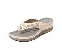 ALMAK Women's Soft Cushion Flip Flops Casual Orthotics Sandals Arch Support Flat Women's Wedge Sandals Bohemia Beach Slipper