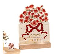 Almanac 2026 For Desk,W nd Month Overview With Wooden Base,Rose Design Desk Planner For Decoration - For Party Favors Home Decor Office Classroom Apartment Teacher Student Family