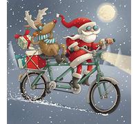 Almanac Gallery Charity Christmas Cards Pack of 8 - Santa and Reindeer Design - Festive Christmas Cards Multipack - In Aid of UK Charities