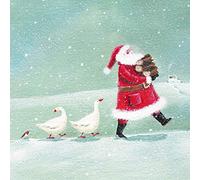 Almanac Pack of 8 Charity Christmas Cards (ALM-ALCX9958) - Premium Christmas Greeting Cards - Festive Santa & Birds in the Snow - Supporting UK Charities - 8 of 1 Design From the Gallery