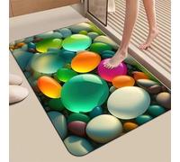 ALMASI 3D Pebbles Bath Mat Rugs, Diatomaceous Earth Bathroom Rug Fit Under Door Rubber Non-Slip Absorbent Bathroom Mat for Tub and Shower Sink(H,80 * 120cm)