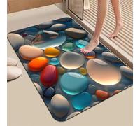 ALMASI 3D Pebbles Bath Mat Rugs, Diatomaceous Earth Bathroom Rug Fit Under Door Rubber Non-Slip Absorbent Bathroom Mat for Tub and Shower Sink(G,45 * 70cm)