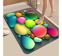 ALMASI 3D Pebbles Bath Mat Rugs, Diatomaceous Earth Bathroom Rug Fit Under Door Rubber Non-Slip Absorbent Bathroom Mat for Tub and Shower Sink(E,80 * 120cm)