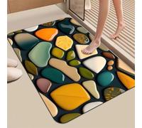 ALMASI 3D Pebbles Bath Mat Rugs, Diatomaceous Earth Bathroom Rug Fit Under Door Rubber Non-Slip Absorbent Bathroom Mat for Tub and Shower Sink(C,80 * 120cm)