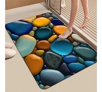 ALMASI 3D Pebbles Bath Mat Rugs, Diatomaceous Earth Bathroom Rug Fit Under Door Rubber Non-Slip Absorbent Bathroom Mat for Tub and Shower Sink(Q,80 * 120cm)