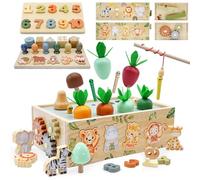 Almaxi Wooden Toys 1 Year Old,9 IN 1 Toys for 1 year old boys Girls, Safari Montessori toys, 1st birthday gifts, for Boys Girls 1 2 3 Years Old