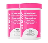 Almay Biodegradable, Oil-Free Micellar Eye Makeup Remover Pads, Hypoallergenic, Cruelty Free, Fragrance Free Cleansing, Pack of 2