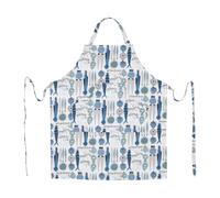 Almedahls Picknick apron small pattern Blue-beige