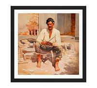 Almeida Junior Caipira Cutting Tobacco Square Wooden Framed Wall Art Print Picture 16X16 Inch