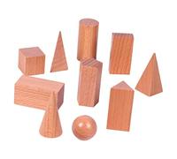 Almencla 10 Pieces Wooden Geometric Solids Learning Toys Home School Supplies Elementary Teaching Math Manipulatives Geometric Shapes
