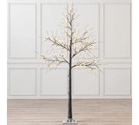 Almineez 180Cm 6Ft Christmas Snowy Twig Tree Warm White Led Light Up Artificial Twig Christmas Decoration