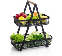 Almineez 2 & 3 Tier Fruit Stand Fruit Bowl Holder, Fruit Basket, Bread Basket, Vegetable Basket, Vegetables Fruits Snacks Cupcakes Kitchen Decoration Countertop Storage Rack (2 Tier Rack)