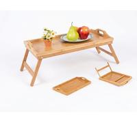 Almineez 2-in-1 Bamboo Bed Tray Table with Foldable Legs - Wooden Breakfast Tray for Bed & Sofa - Portable Lap Desk Serving Tray with Handles (50 x 30 x 22 cm)