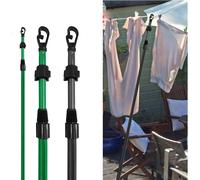 Almineez 2 x Galvanised Washing Line Clothes Prop 2.2m in Green | Size: 2 Pack Almineez Green 2 Pack
