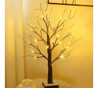 Almineez 2FT Christmas Snowy Twig Tree Mini Birch Twig Tree 24 LED Light in Brown Almineez Brown