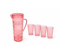Almineez 2L Plastic Pitcher Jug With 4 X 350Ml Tumblers Glasses