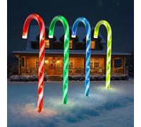 Almineez 4 Candy Cane Multi Coloured Led Light Up 50Cm Stakes Garden Path Outdoor Indoor