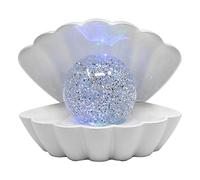 Almineez Attractive Clam Glitter Sea Shell Pearl Colour Changing Lamp - Portable USB/Battery Operated Night Desktop Bedside Table Light Ornament Home Decor (White)