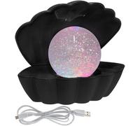Almineez Black Clam Glitter Sea Shell Pearl Colour Changing Lamp - Portable Usb/battery Operated Night Desktop Bedside Table