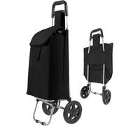 Almineez Black Large Lightweight Wheeled Shopping Trolley Push Cart Luggage Bag W Wheels
