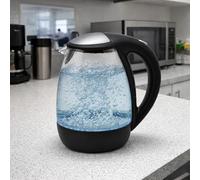 Almineez Electric Kettle 1.7L Glass, 2200W Fast Boil Quiet Tea Kettle with Blue LED Light, Stainless Steel Inner, BPA-Free, Auto Shut-Off & Boil-Dry Protection