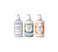 Almineez Luxury Hand Soap Set with Pumps - 3 × 500ml Liquid Hand Wash, Mediterranean Sea, Sicilian Lemon & Orange Blossom, Decorative Bottles for Kitchen & Bathroom