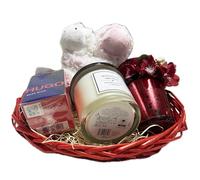 Almineez Make Your Own Hamper Kit Gift Hamper Basket Wicker Basket Christmas Valentine Wedding Birthday Easter Hamper Kit Customise Festive Gift DIY Hampers with Ribbon Hamper Baskets Oval (Red)